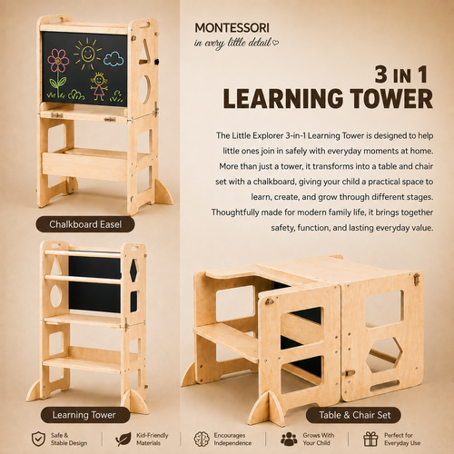 Little Explorer 3-in-1 Montessori Learning Tower